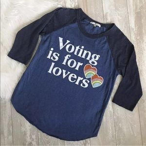 Junk Food Voting is for Lovers Raglan Graphic Tee